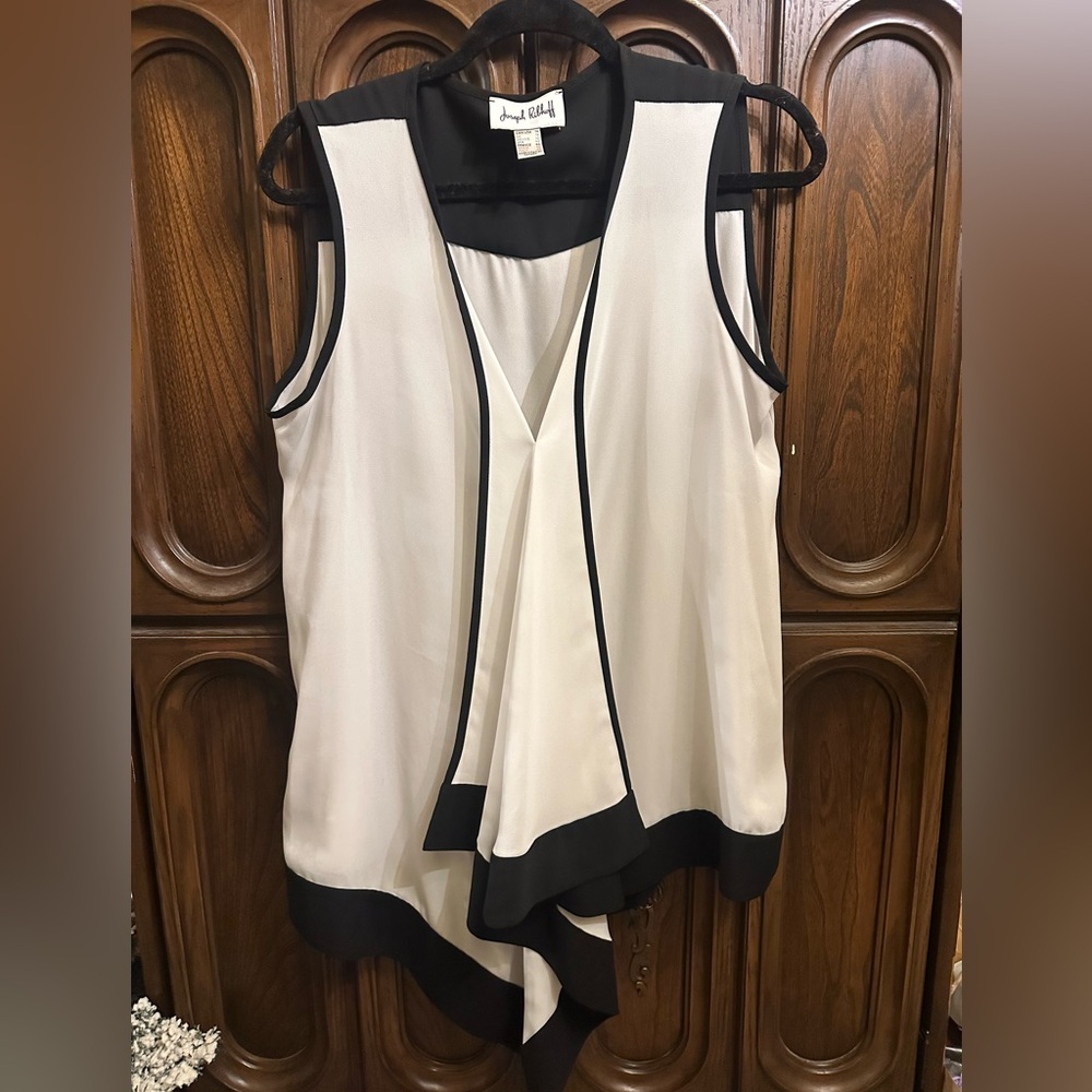 Joseph Ribkoff Black and White Sleeveless Blouse